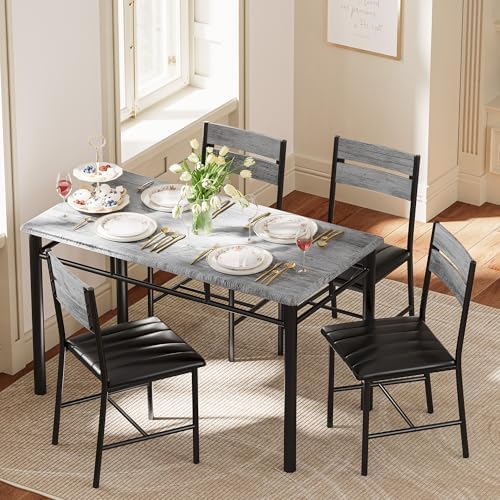 IRONCK Dining Table Set for 4, Grey