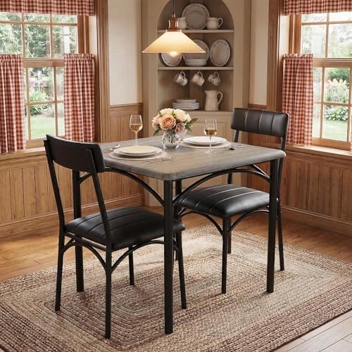 GAOMON Dining Table Set for 2, Kitchen Table and Chairs for 2 with Upholstere...
