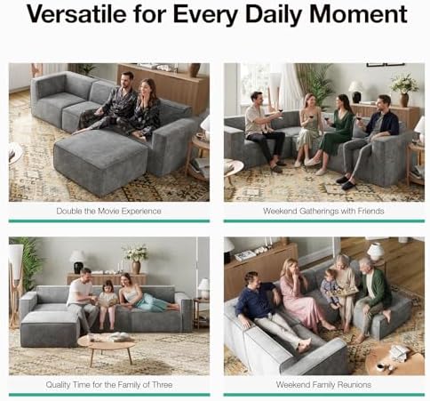 Novilla 109" Modular Sectional Sofa, No Assembly Cloud Sectional Couch w...