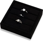 Black Velvet 3-Slots Jewelry Ring Display Tray Showcase Small Jewelry Display Organizer Tray for Rings(S)