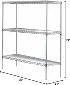 Omega 21" Deep x 30" Wide x 74" High 3 Tier Chrome Starter Shelving Unit