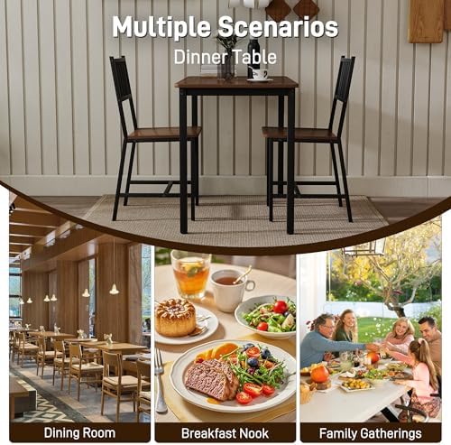 3-Piece Dining Table Set for 2, Space-Saving Kitchen Table Set for Small Spac...