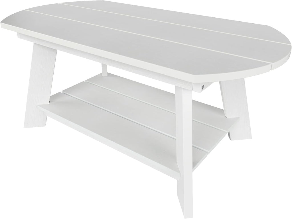 WestinTrends Tuscany Outdoor Coffee Table, All Weather HIPS 2 Tier Patio Adirondack Coffee Table, White