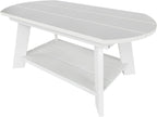 WestinTrends Tuscany Outdoor Coffee Table, All Weather HIPS 2 Tier Patio Adirondack Coffee Table, White