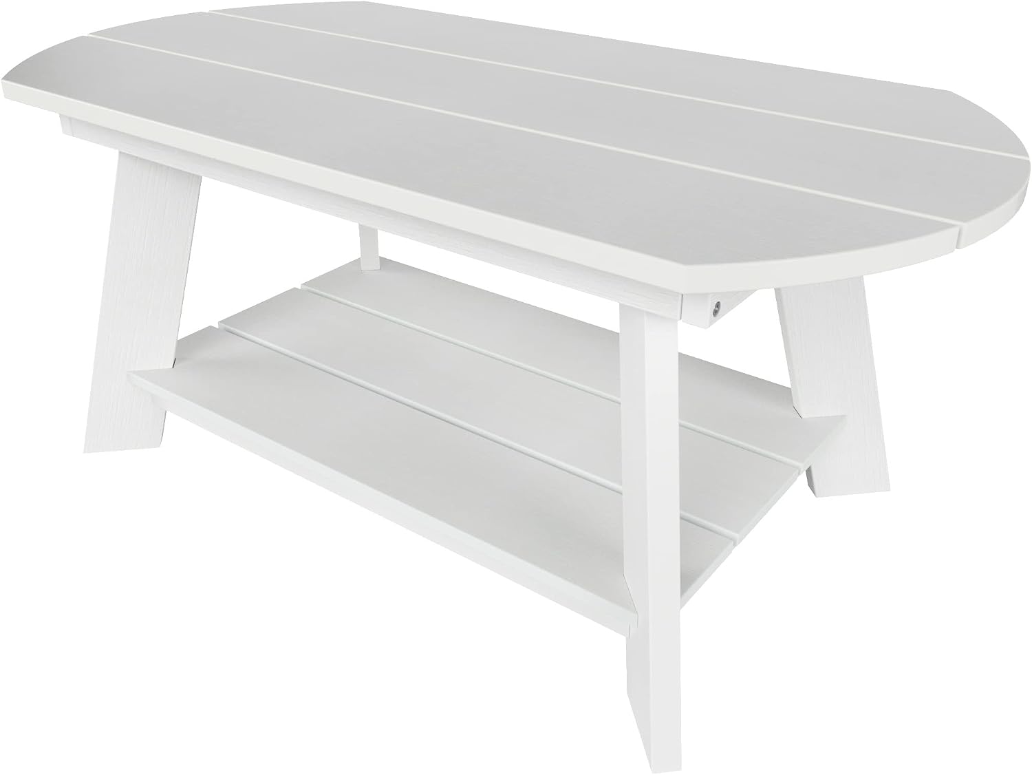 WestinTrends Tuscany Outdoor Coffee Table, All Weather HIPS 2 Tier Patio Adirondack Coffee Table, White
