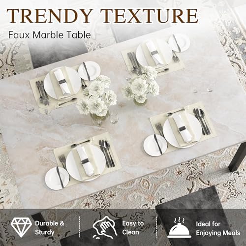 Hooseng Dining Table Set for 4, Faux Marble Small Kitchen Table Chairs Set of...