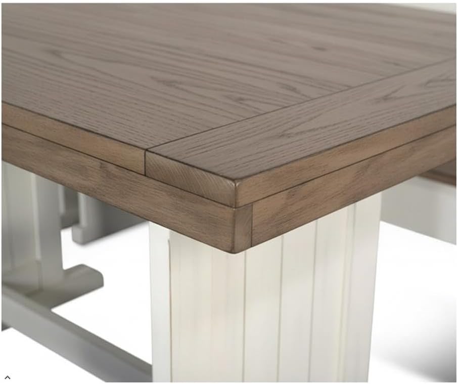 Pemberly Row Dining Set Wood, Rectangular in Off White (36" H x 75"...