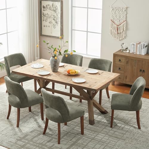 VKNOW Dining Chairs Set of 6, Fabric Dining Chairs, Green