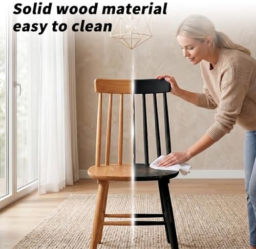 Black Wood Dining Chairs Set of 4, Windsor Farmhouse