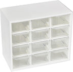 12-compartment plastic desktop drawer storage box, suitable for storing stationery, gemstones, hairpins, rubber bands, contact lenses, etc (White)