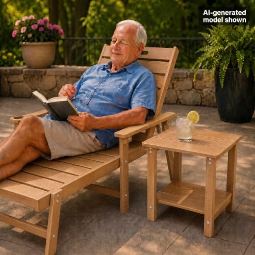 MXIMU Outdoor Side Table Set of 2, Adirondack Table, 2-Tier, Teak
