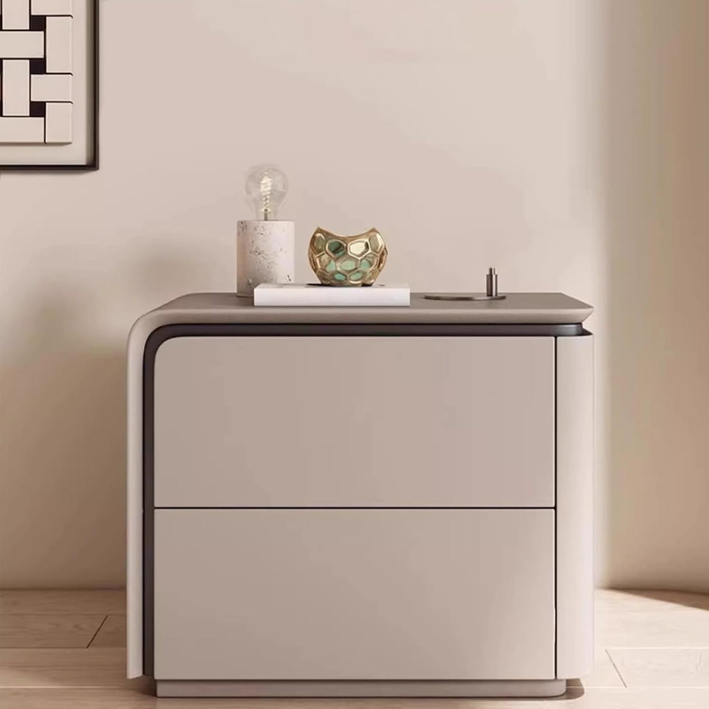 Solid Wood Small Bedside Tables for Spaces Modern Nightstand with 2 Drawers, ...