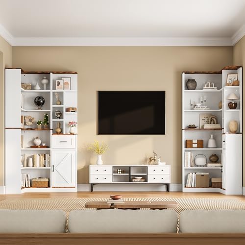 Garvee 74'' Tall Corner Bookshelf - 6-Tier Book Shelf with Drawer and...