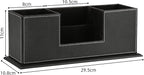 KINGFOM Office Supplies Desk Organizer PU Leather Storage Box 4 Divided Compartments for Pen Business Card Remote Control Mobile Phone Cosmetics Collection Holder (Black)