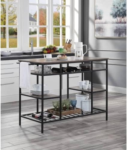 Counter Height Table with Storage & Kitchen Island Table | Composite Wood...