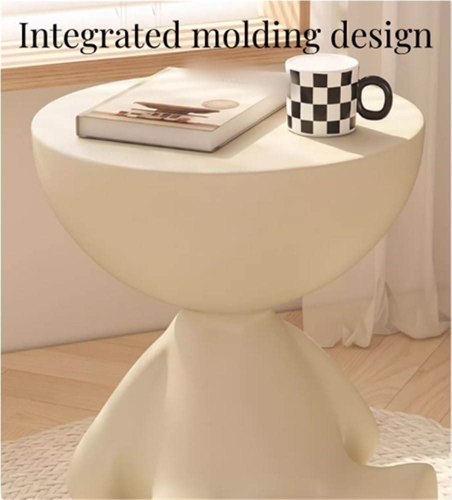 Round End Table with Storage, Cute Sofa Side Table, Versatile Nightstand, Mod...