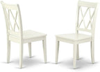East West Furniture SHCL3-LWH-W 3 Piece Dining Table Set for Small Spaces Contains a Round Kitchen Table with Pedestal and 2 Dining Chairs, 42x42 Inch, Linen White