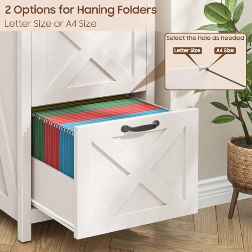 Halitaa Farmhouse File Cabinet with 3 Drawers for Home Office, Rustic White |...