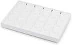 White PU Leather Jewelry Display Tray 24 Grids Pendant Earrings Necklace Organizer Display Showcase Jewelry Storage Tray