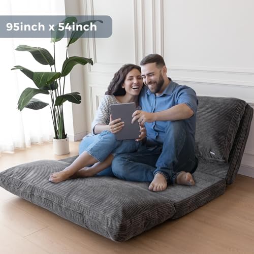 MAXYOYO Folding Sofa Bed, Extra Thick and Long Floor Sofa Convertible Chair w...