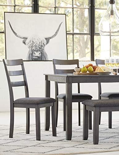 Signature Design by Ashley 6-Piece Dining Table Set with Bench, Gray
