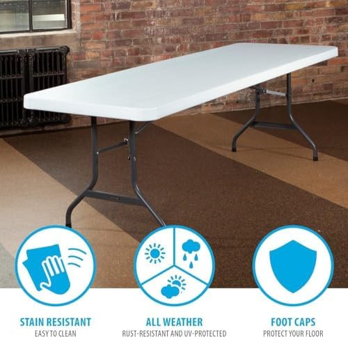 Lifetime 22980 8-Foot Commercial Folding Table, White Granite HDPE Top, Steel...