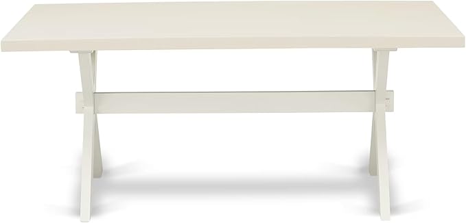 East West Furniture X027MZ015-5 5 Piece Kitchen Table & Chairs Set Includes a Rectangle Dining Table with X-Legs and 4 Baby Blue Linen Fabric Parson Chairs, 40x72 Inch, Multi-Color