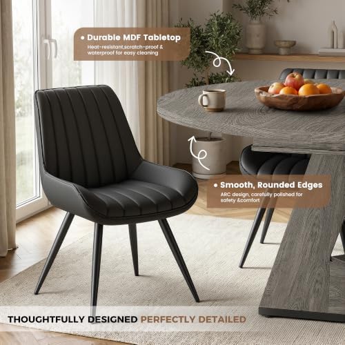 Miereirl Extendable Dining Table Set for 4-6, 47.24"-63" Round to O...