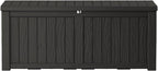 150 Gallon Outdoor Storage Box Waterproof Lockable Resin Deck Box Large, Patio Storage Bin for Pool Accessories Cushion Furniture, Garden Tools, UV-Resistant Outside Delivery Black
