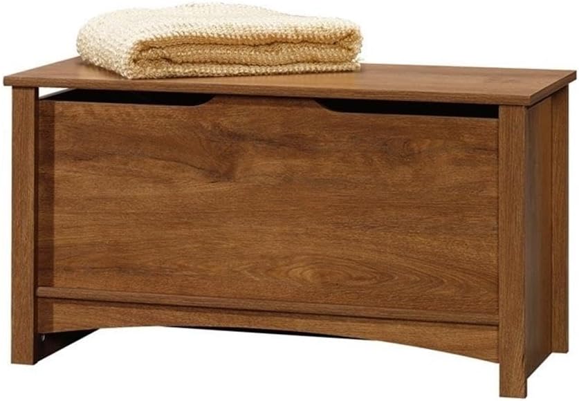 Pemberly Row Farmhouse Engineered Wood Storage Chest, Oiled Oak Finish, 35.25...