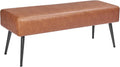 VEVOR Leather Bedroom Bench, PU Leather Bench with Metal Legs and with Stitching for Entryway, Upholstered Shoe Bench Seat, Modern End of The Bed Benches for Living Room, Dining Room, Hallway, Brown