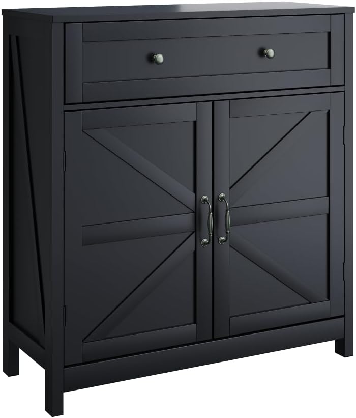 Kitchen Sideboard Buffet with Barn Doors, Farmhouse Storage Cabinet with Draw...