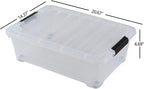 Xyskin 4 Packs 20 Quart Plastic Under Bed Storage Box, Clear Stackable Container Bins for Clothes, Blankets, Winter Clothing, & Shoes
