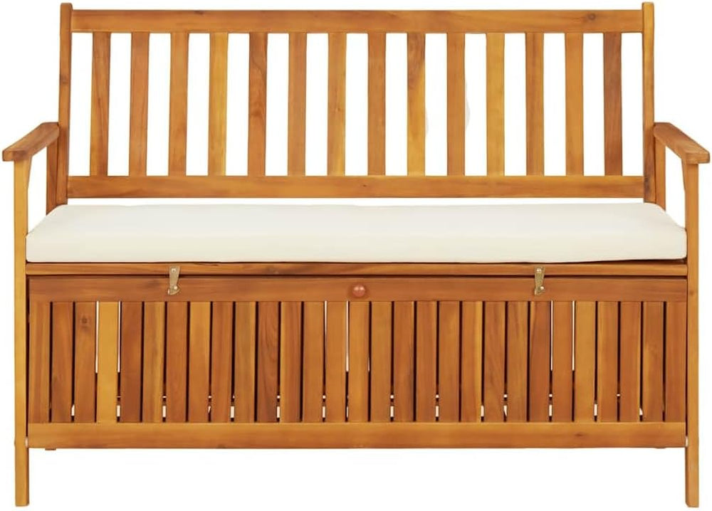 Patio Storage Bench, Solid Acacia Wood Outdoor Garden Bench with Seating for ...