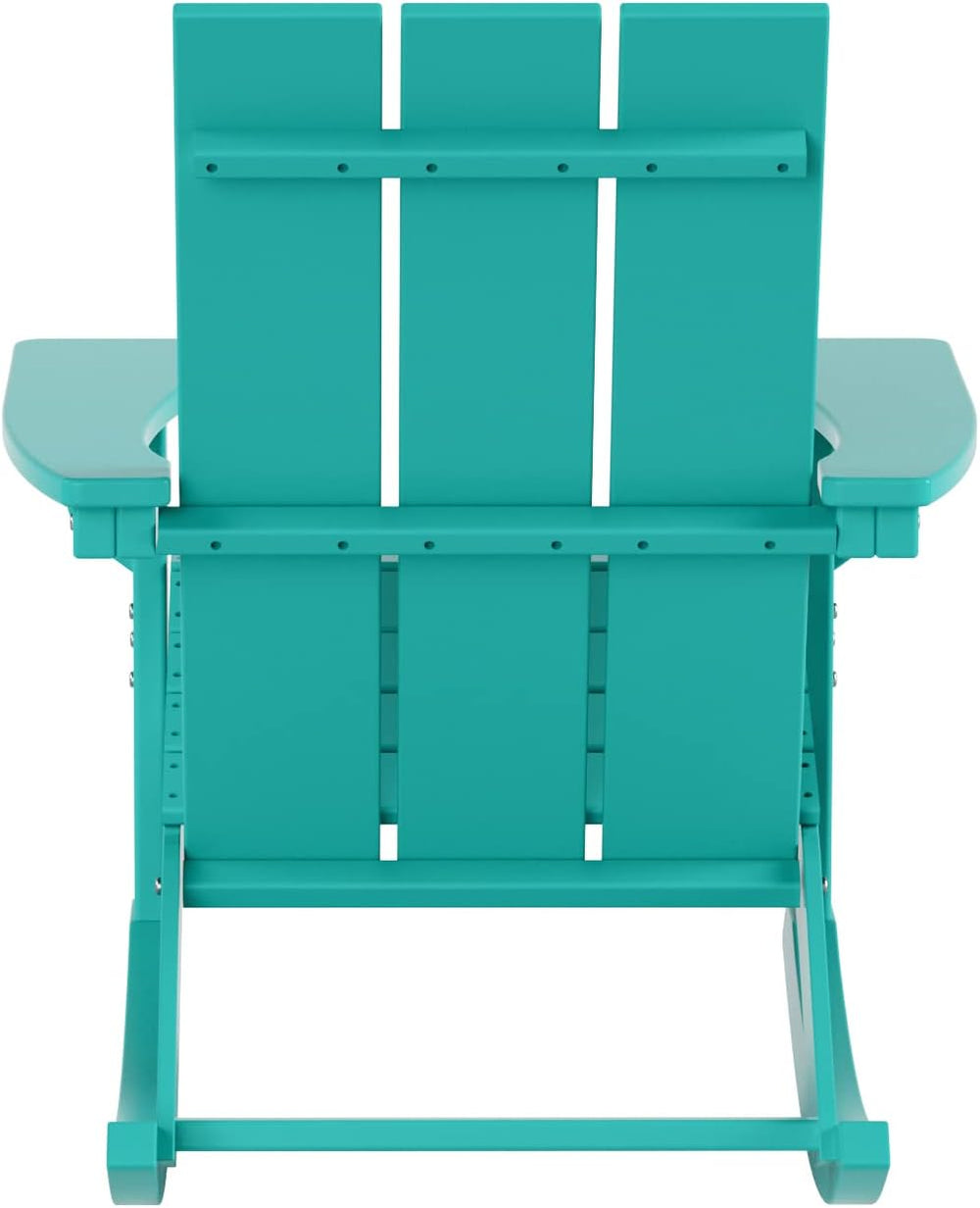 HDPE Shoreside Modern Rocking Poly Adirondack Chair (Set of 4),Turquoise