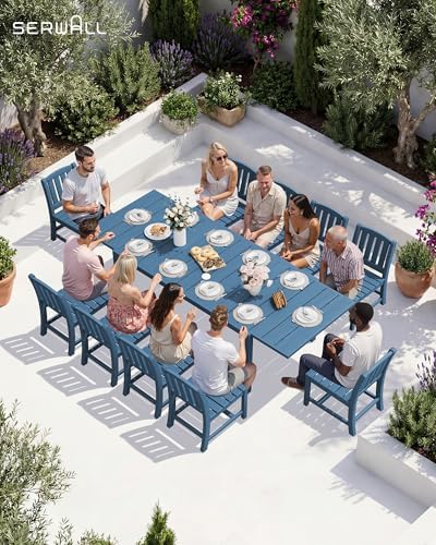 SERWALL Outdoor Dining Chairs Set of 4, Blue