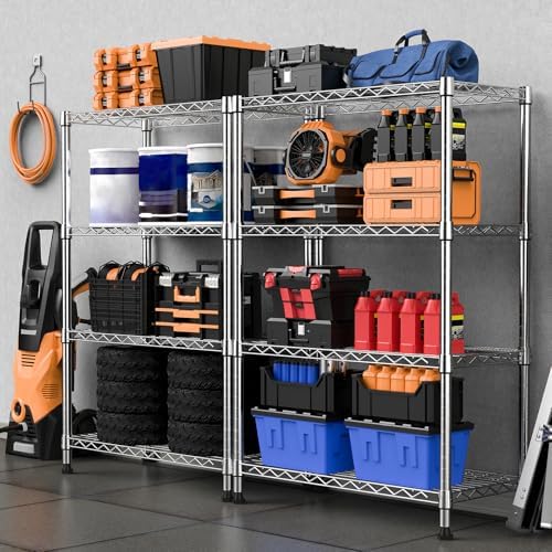 M MZG 1000 lbs Storage Shelving Steel Heavy Duty 4-Tier Utility Shelving Unit...