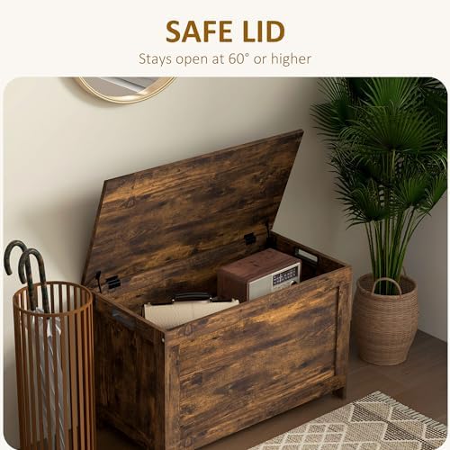 HOMCOM Storage Bench Cut-Out Handles 29.9" x 15.7" x 18.9" Rus...