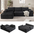 Yaheetech 110" Sectional Sofa Boneless Couch with Chaise, Dark Gray | Sectional Sofa Cloud Couch Corduroy Modular L-Shape Couch No Assembly Sofa with Detachable Pillow for Living Room Guest Room