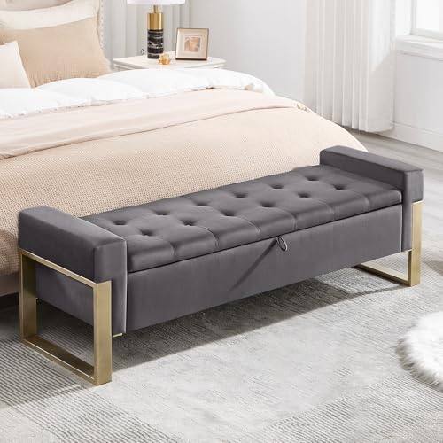 End of Bed Storage Bench, 67'' Benches for Bedroom Foot of Bed King S...