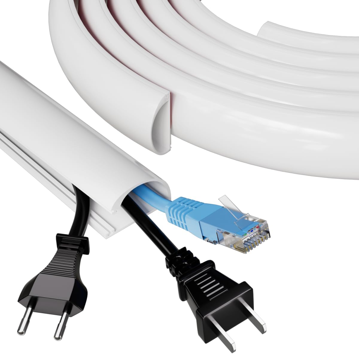 78" Side Open Cord Hider for Wall Mounted Tv, Extension Cable Cover to Hide Conceal Cords Along Wall,Wire Raceway Management Cable Concealer Channel,Electric Cord Organizer Wiremold,W 1.08"× H 0.6"