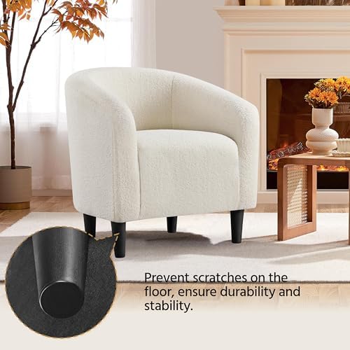 Yaheetech Compact Sherpa Accent Chairs Set of 2 for Small Spaces, Ivory | Com...