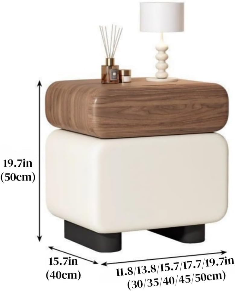 Modern Nightstand with 2 Drawers Minimalist Stylish Bedside Table Handleless ...