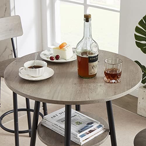KIVENJAJA 3-Piece Bar Table Set for 2, Small 2-Tier Round Bistro Pub Dining T...