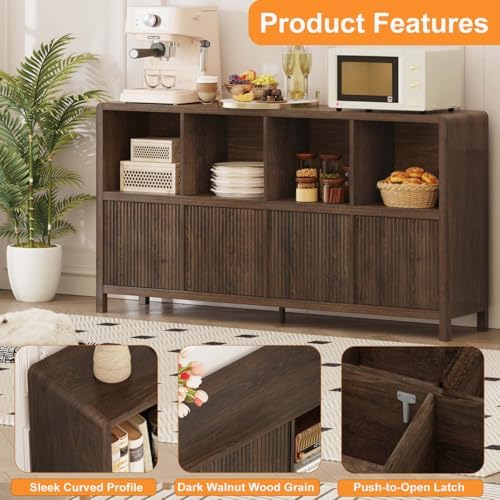 FATORRI 8 Cube Storage Organizer Bookshelf with Storage, 57 Inch Farmhouse Ho...