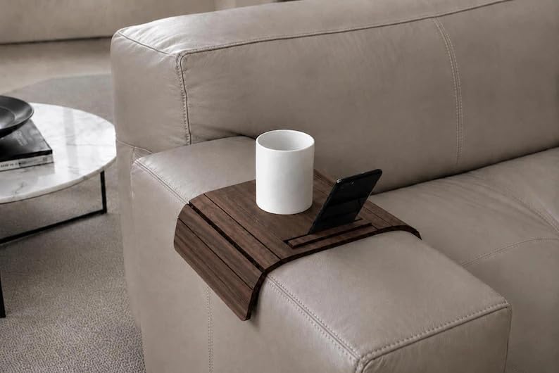 Red Foldable Sofa Armrest Tray Table, Multifunctional Couch Cup Holder with P...