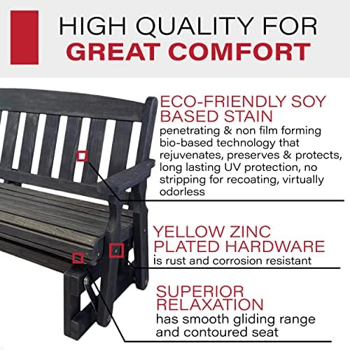 Amish Casual Heavy Duty 800 Lb Mission Pressure Treated Porch Glider (4 Foot,...
