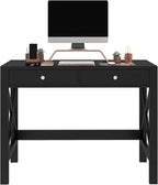 ChooChoo Home Office Desk Writing Computer Table Modern Design Black Desk with Drawers, Makeup Vanity Table