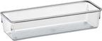 Acrimet Drawer Organizer Modular, Box Tray Storage Bins for Office, Home, Makeup, Kitchen, Junk Drawer ( 4 Pieces) (Clear Crystal Plastic)
