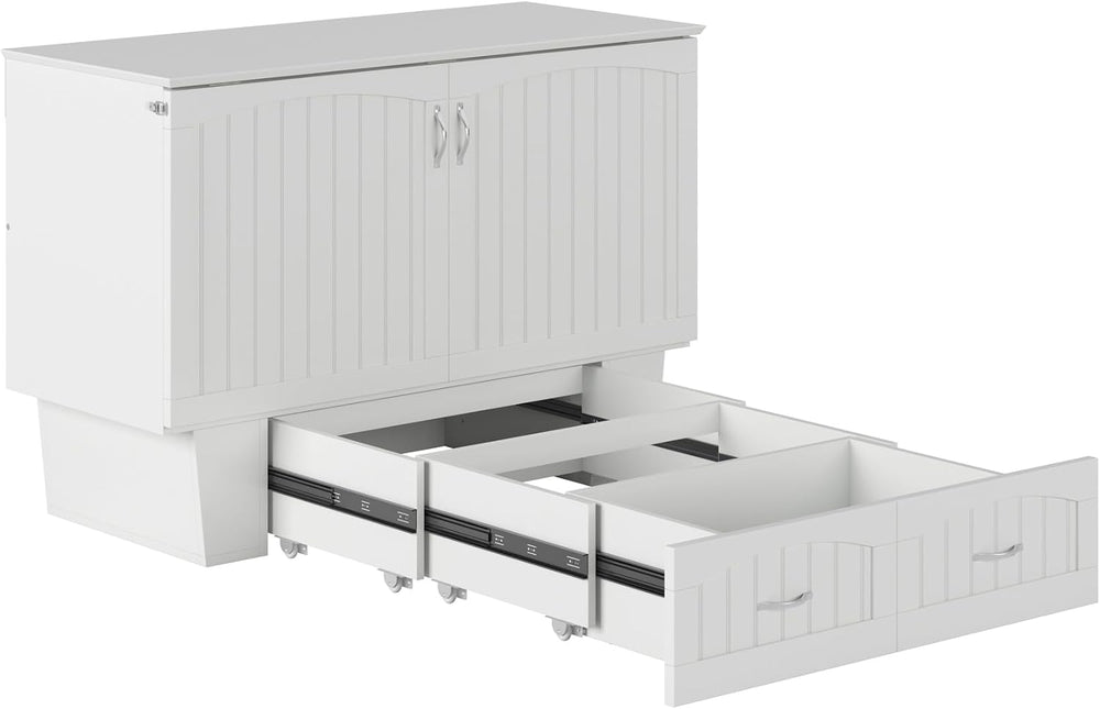 AFI, Nantucket Murphy Bed Chest Full with 6" Mattress & Drawer, White
